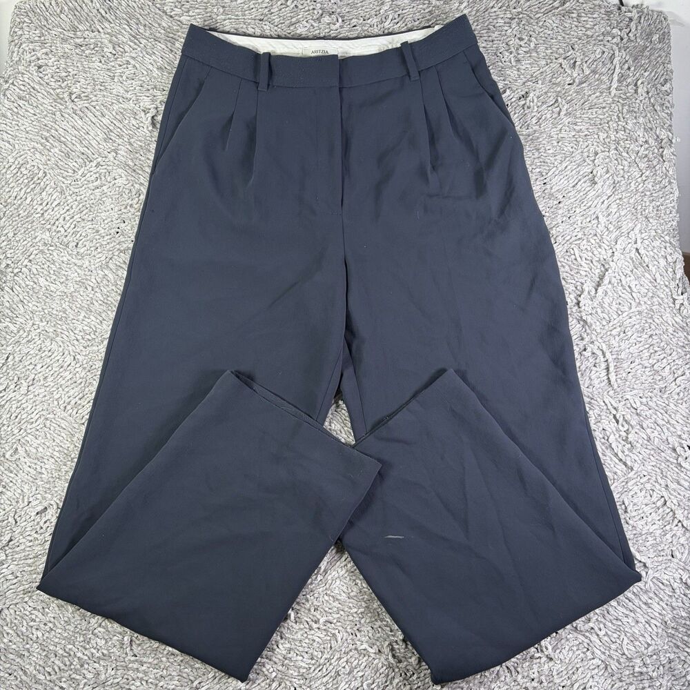 Aritzia Effortless Pants Womens 12 Tall Blue Pleated Preppy Designeer Business